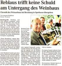 Pressebeitrag 'Reblaus trifft keine Schuld am Untergang des Weinbaus' MZ 09.11.2004